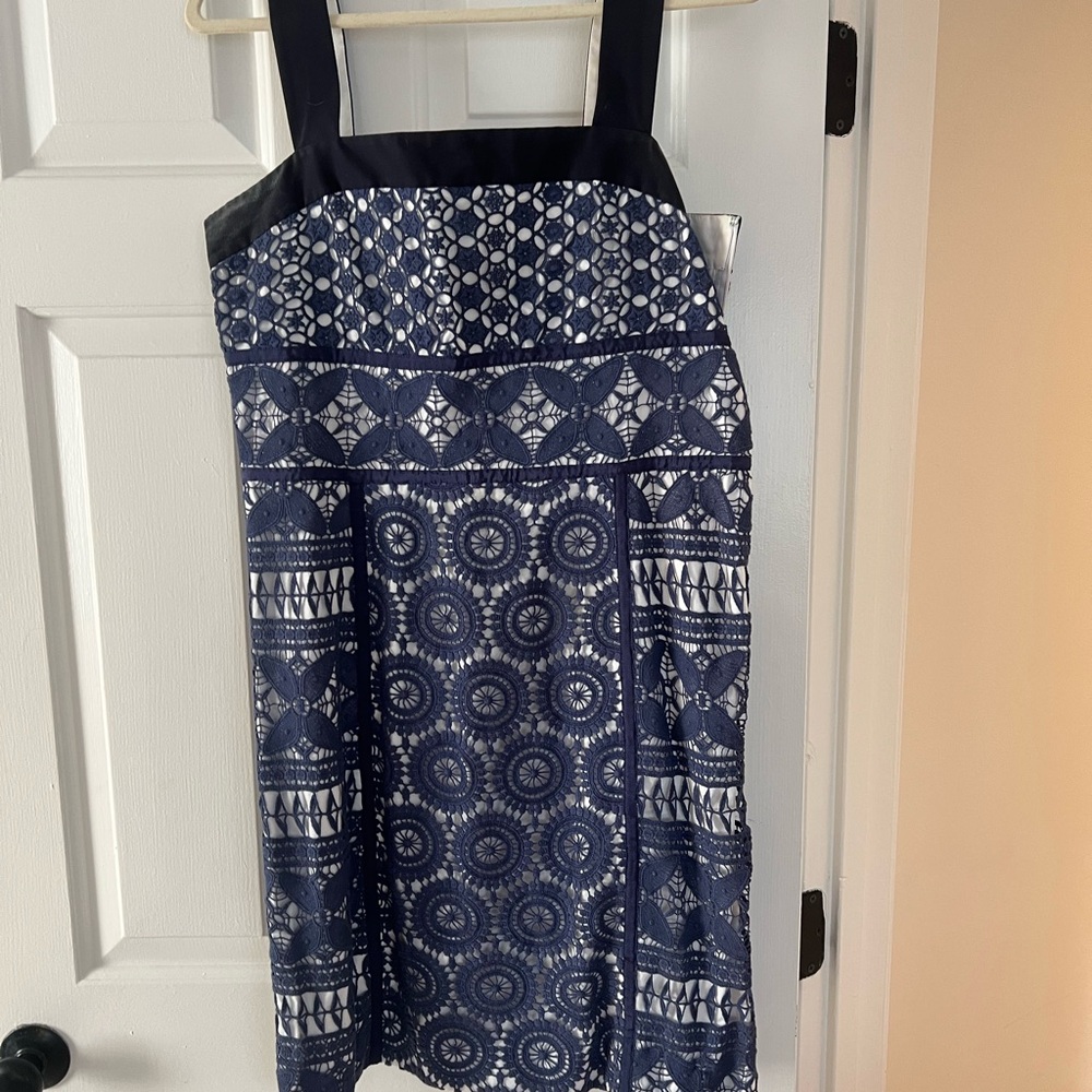 To Navy and White Patterned Dress